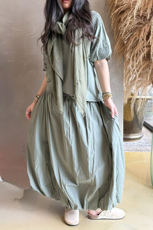 Atik Bubble Sleeve Top Khaki /8=